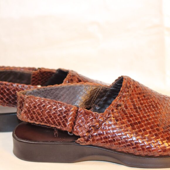 Brassboot Italy Men’s Brown Woven Leather Sandals Made in Italy Vibram Sole main image 10